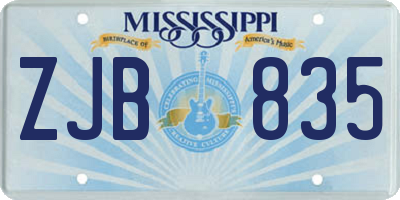 MS license plate ZJB835