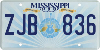 MS license plate ZJB836