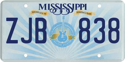 MS license plate ZJB838