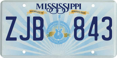 MS license plate ZJB843