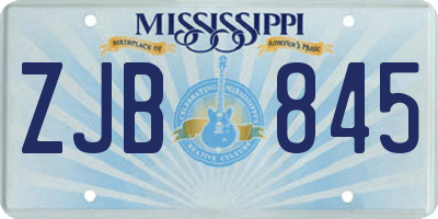 MS license plate ZJB845