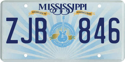 MS license plate ZJB846