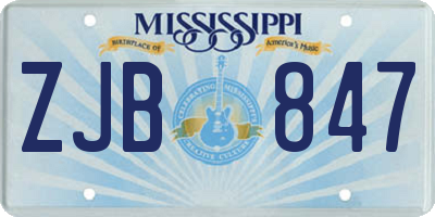 MS license plate ZJB847