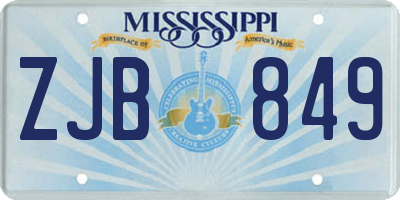 MS license plate ZJB849