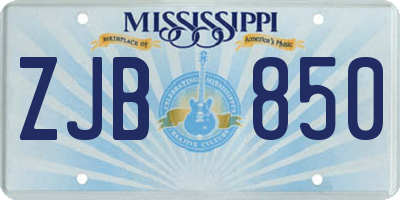 MS license plate ZJB850
