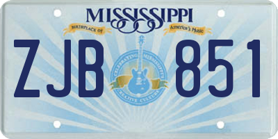 MS license plate ZJB851
