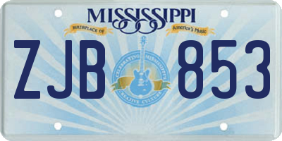 MS license plate ZJB853