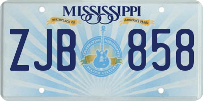 MS license plate ZJB858