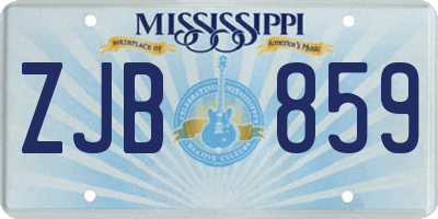 MS license plate ZJB859