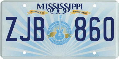 MS license plate ZJB860