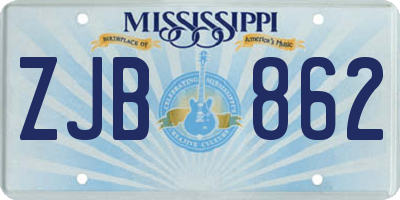 MS license plate ZJB862