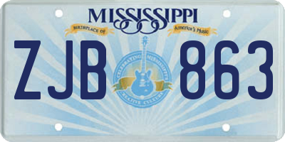 MS license plate ZJB863