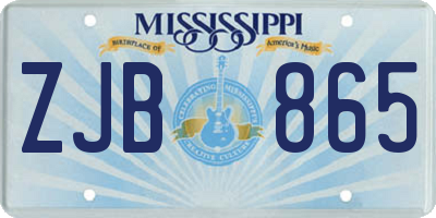 MS license plate ZJB865