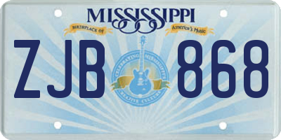 MS license plate ZJB868