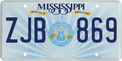 MS license plate ZJB869
