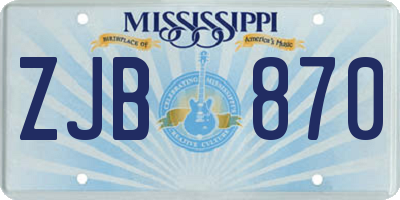 MS license plate ZJB870