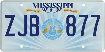 MS license plate ZJB877