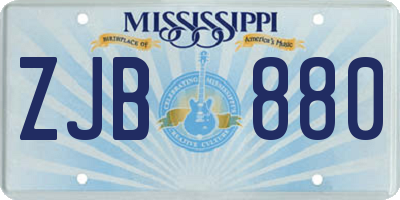 MS license plate ZJB880