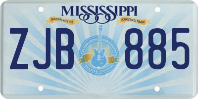 MS license plate ZJB885