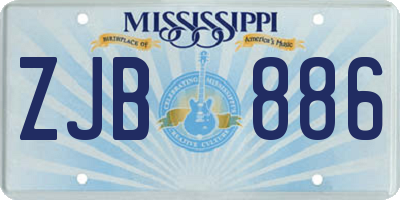 MS license plate ZJB886