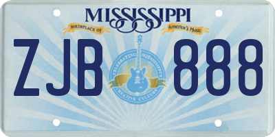 MS license plate ZJB888