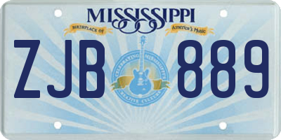 MS license plate ZJB889