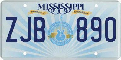 MS license plate ZJB890