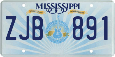 MS license plate ZJB891