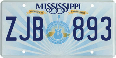 MS license plate ZJB893