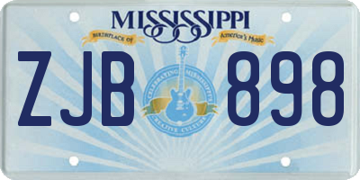 MS license plate ZJB898