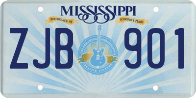 MS license plate ZJB901