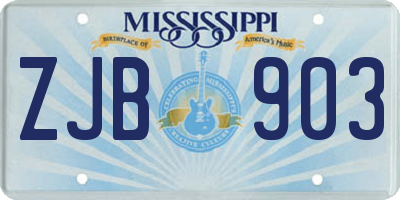 MS license plate ZJB903