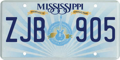 MS license plate ZJB905