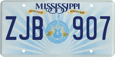 MS license plate ZJB907