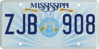 MS license plate ZJB908