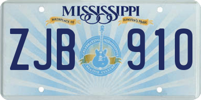 MS license plate ZJB910