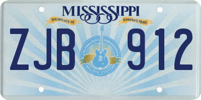 MS license plate ZJB912