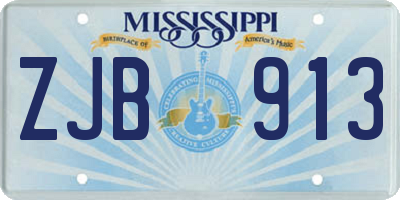 MS license plate ZJB913