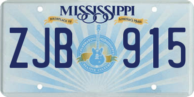 MS license plate ZJB915