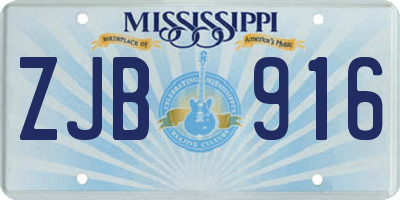 MS license plate ZJB916