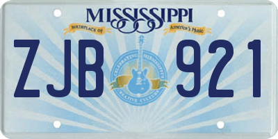 MS license plate ZJB921
