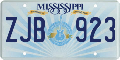 MS license plate ZJB923