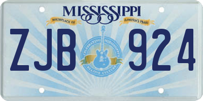 MS license plate ZJB924