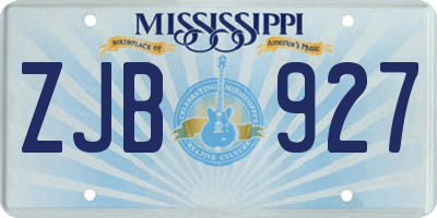 MS license plate ZJB927