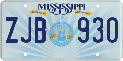 MS license plate ZJB930