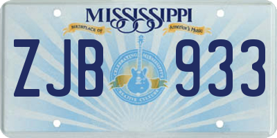 MS license plate ZJB933