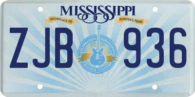 MS license plate ZJB936