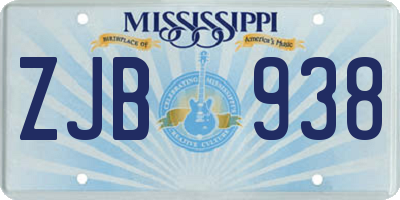 MS license plate ZJB938