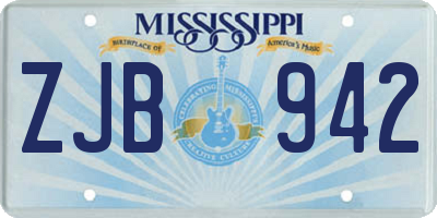 MS license plate ZJB942