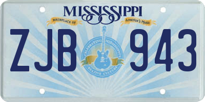 MS license plate ZJB943